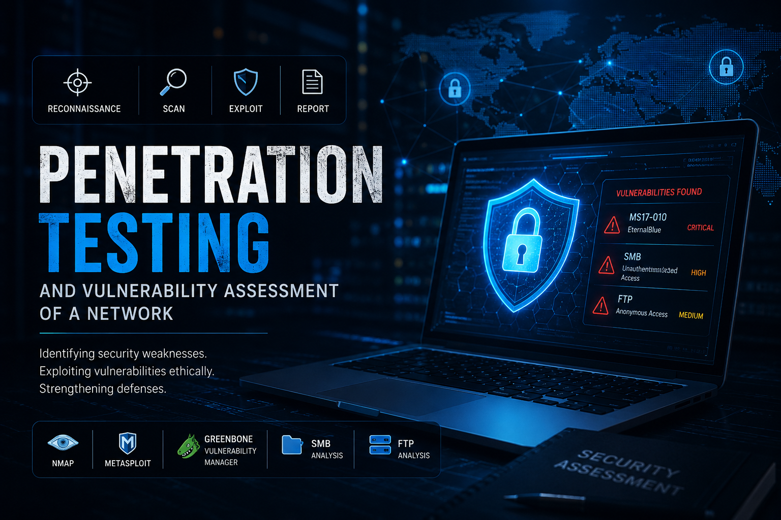 Penetration Testing and Vulnerability Assessment of a Network
